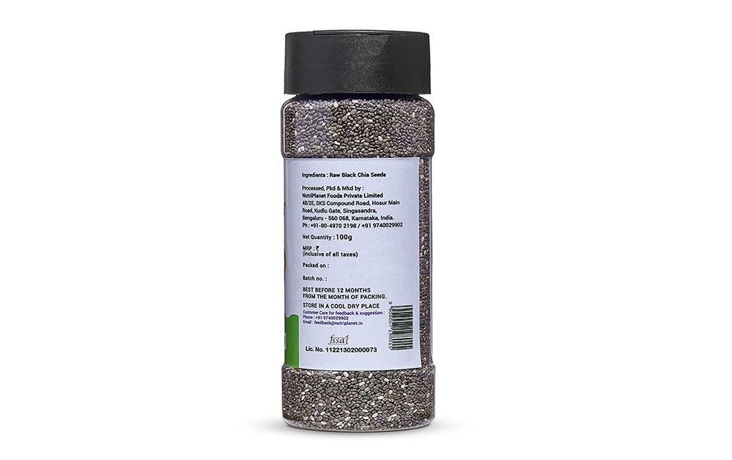 Fulsome Black Chia Seeds    Plastic Bottle  100 grams